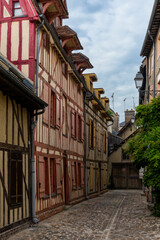 Sticker - medieval half-timbered houses in the historic city center of Troyes