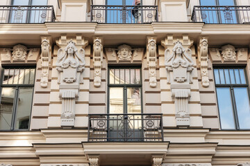 Wall Mural - Art Nouveau building in Riga, Latvia