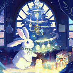 Sticker - Christmas White Rabbits Twitter Icons. With help of AI.