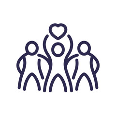 Canvas Print - charity line icon with people, png