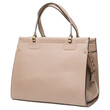 Beige or light brown leather women's bag with handles, isolate