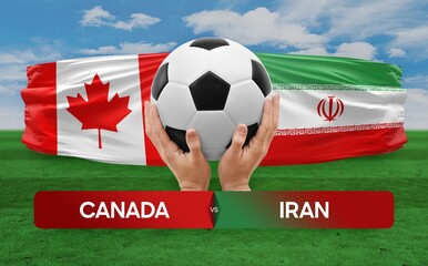 Canada vs Iran national teams soccer football match competition concept.