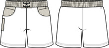 KID BOYS BOTTOM WEAR SHORTS  FRONT AND BACK FLAT DESIGN VECTOR