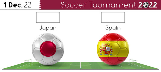 Sticker - Japan and Spain soccer match - Tournament 2022 - 3D illustration