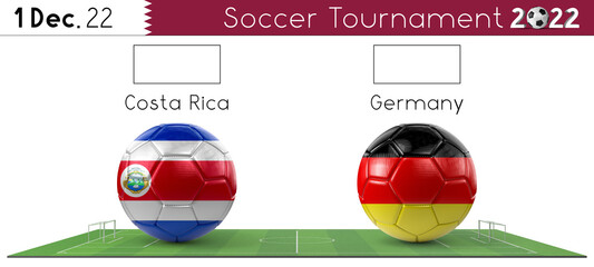 Canvas Print - Costa Rica and Germany soccer match - Tournament 2022 - 3D illustration