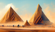 Desert Mountain Landscape.Pyramids Of Egypt