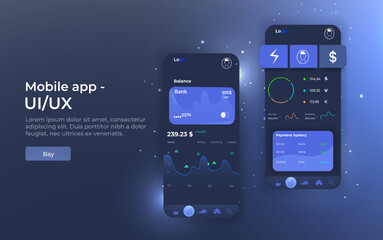 Wall Mural - online statistic, data analytics and finance and trading mobile app. smartphone app and ui, ux, kit 