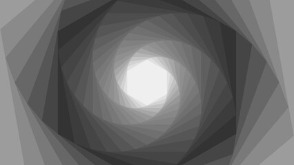 Canvas Print - A tunnel effect. Light at the end of the tunnel. Background in grey tints. Abstract bg. Vector design. Monochrome background. 