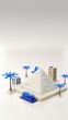 3d illustration Pyramid as landmark and Egypt city view and building around