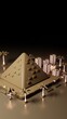 3d illustration pyramid as landmark and Egypt city view in neon light style