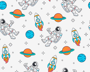 Wall Mural - hand-drawn space elements seamless pattern. space background. space doodle illustration. vector illu