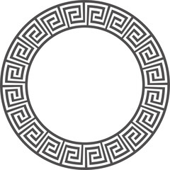 circle greek frame. round meander border. decoration pattern. fret traditional motif