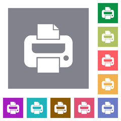 Poster - Printer solid square flat icons