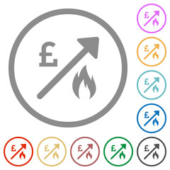 Poster - Rising gas energy english Pound prices flat color icons in round outlines