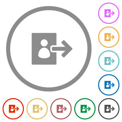 Sticker - User logout solid flat color icons in round outlines