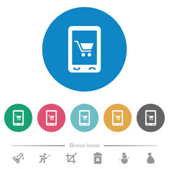 Sticker - Mobile shopping flat round icons