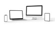 Smartphone, Tablet, Laptop and Computer Monitor mockup isolated with transparent screen png	