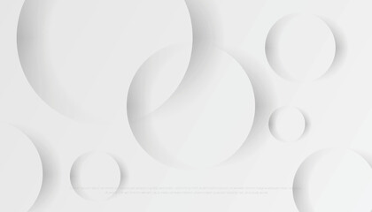 Wall Mural - Abstract Transparent Circles with Shadow on White Grey Background. Vector Illustration