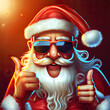 Cooler Weinachtsmann mit Sonnenbrille, Weihnachtskarte Illustration