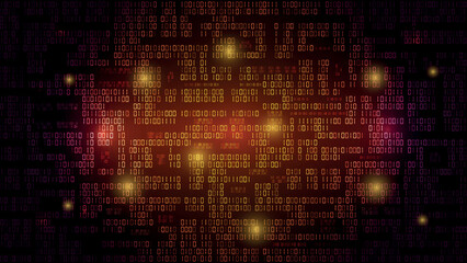 Hacker matrix. Spy binary code. Cybercrime in cyberspace. Computer data. Futuristic robot AI. Software encode backdrop. One and zero symbols encryption coding. Vector abstract background