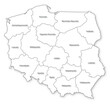 Simple map of Poland with voivodeships names isolated with transparent background. Illustration from vector.