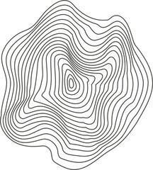 Topography line circles. Tree rings organic pattern. Nature wavy contour shape. Topographic icon.
