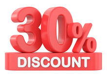 3D Thirty Percent Discount. 30% Discount. 30% Sale.