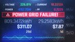 Power grid failure warning message on electric meter, power outage, collapse. Power plant failure, massive outage, storm