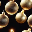 Seamless 3D illustration of golden christmas balls on a dark background