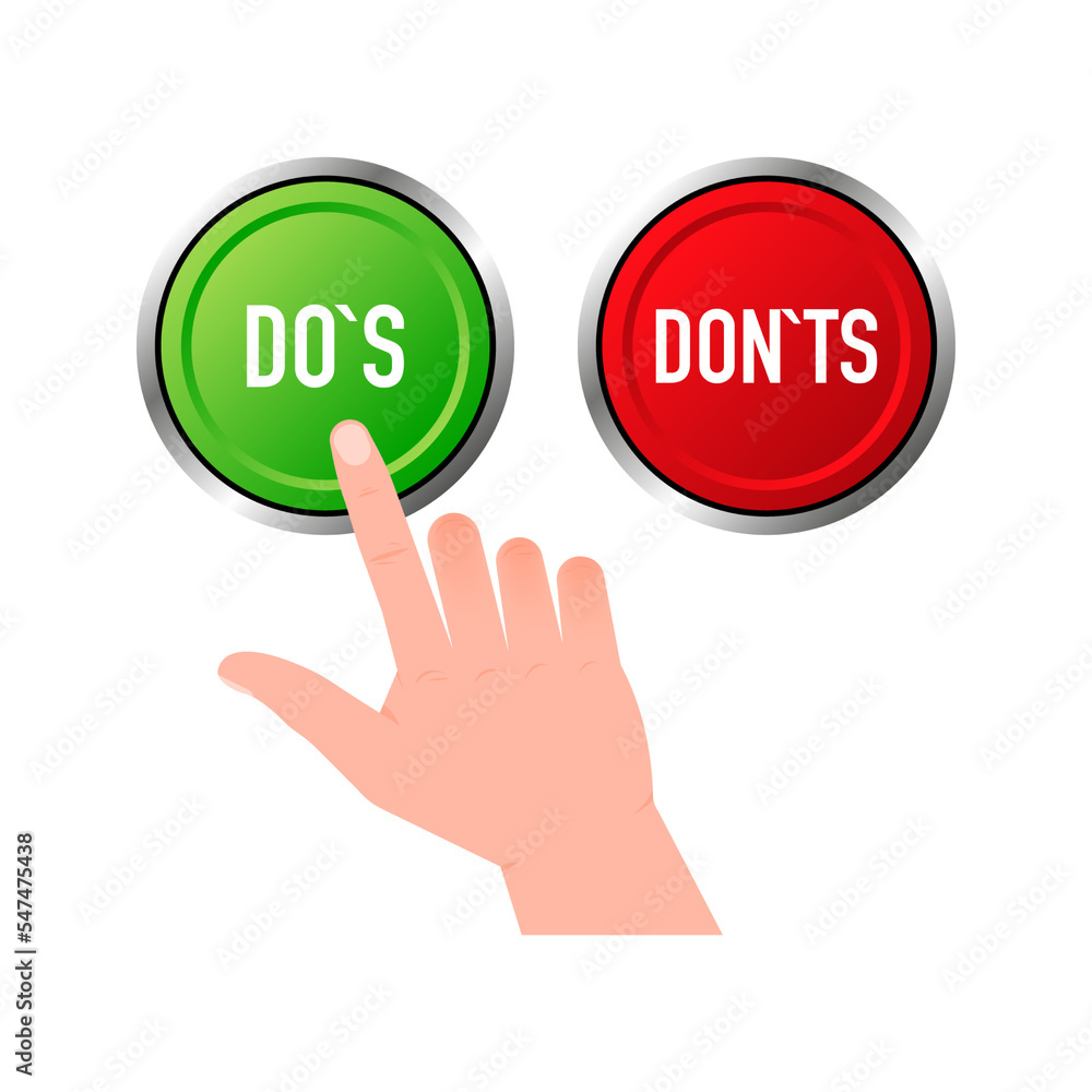Check marks ui button with dos and donts. Flat simple style trend ...