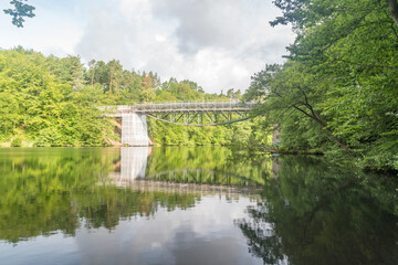 Poster - Bridge over Radunia river in Rutki during renovation.