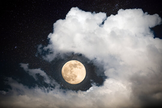 Fototapete - full moon on night sky