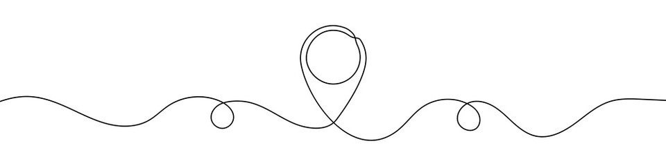 Wall Mural - map pin in continuous line drawing style. line art of gps navigation. vector illustration. abstract 