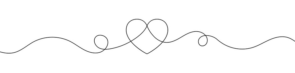 Wall Mural - heart shape in continuous line drawing style. line art of love symbol. vector illustration. abstract