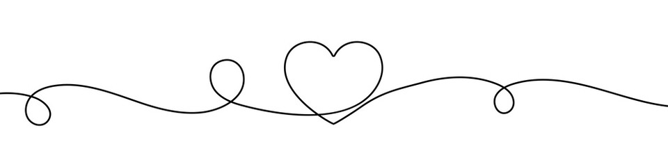 Wall Mural - heart shape in continuous line drawing style. line art of love symbol. vector illustration. abstract