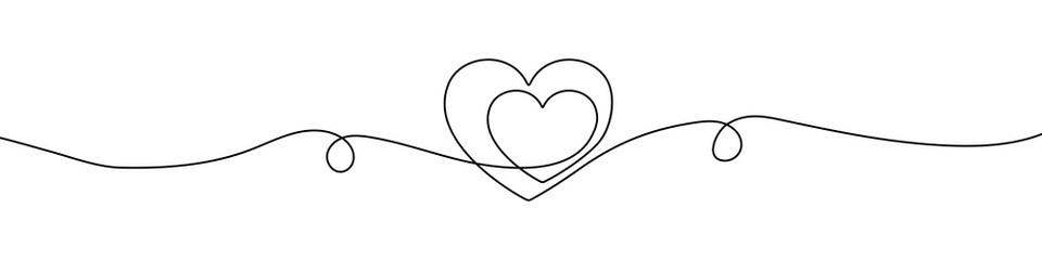 Wall Mural - heart shape in continuous line drawing style. line art of love symbol. vector illustration. abstract