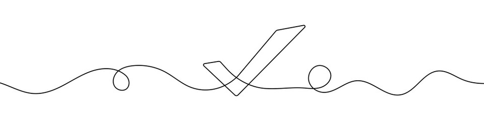 Canvas Print - check mark in continuous line drawing style. line art of the approved symbol. vector illustration. a