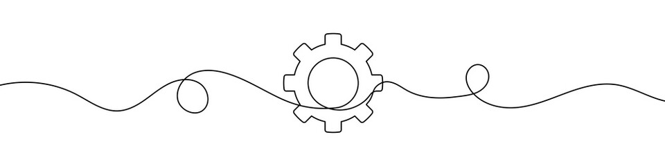 Wall Mural - gear in continuous line drawing style. line art of a gear wheel symbol. vector illustration. abstrac