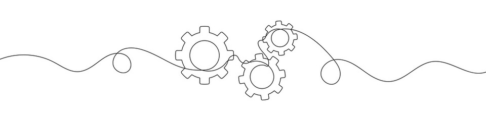 Wall Mural - gears in continuous line drawing style. line art of a gear wheel symbol. vector illustration. abstra
