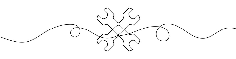 Wall Mural - wrench in continuous line drawing style. line art of crossed wrenches icon. vector illustration. abs