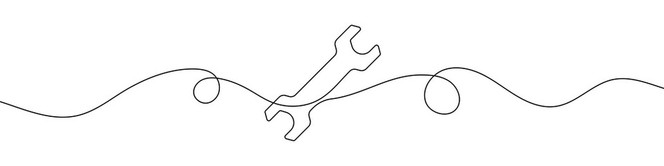 Wall Mural - wrench in continuous line drawing style. line art of wrench icon. vector illustration. abstract back