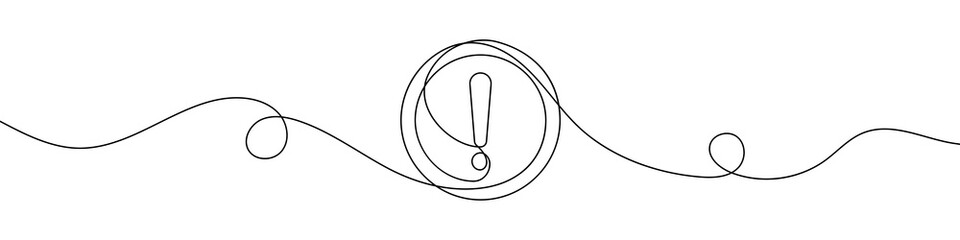 Wall Mural - exclamation mark in continuous line drawing style. line art of an exclamation mark. vector illustrat