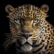 Perfekter Leopard isoliert auf schwarzem Hintergrund