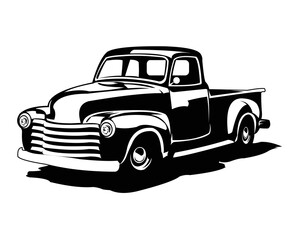 Wall Mural - old american truck logo isolated on white background showing from side. best for the old truck car industry. vector illustration available in eps 10.