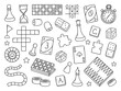 © AnyaLi - Board games doodle set. Checkers, lotto, chess, cards, backgammon in sketch style. Hand drawn vector illustration isolated on white background