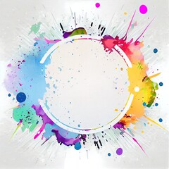 Wall Mural - Abstract watercolor brush spatter bot digital art painting backgrounds and blank white color circle shape for your text