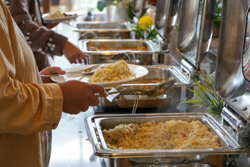 Various kinds of menus are served in buffet manner which is usually at a meeting, party. Javanese Fried rice.
