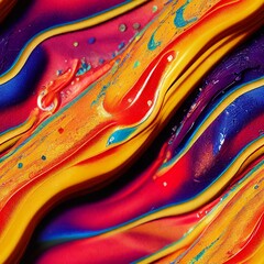 Wall Mural - hyper realistic illustration of the colorful wet paint dripping down and reflecting the light