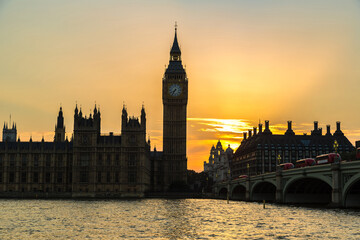 Wall Mural - Big Ben, Parliament, Westminster bridge in London