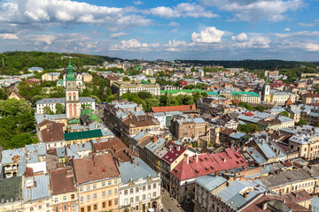 Fototapete - Aerial view of Lviv